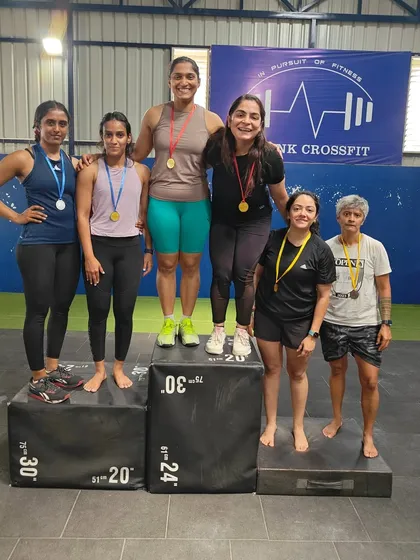 The Scaled Women's podium from our in-house throwdown. Mad respect to everyone who competed and supported each other.