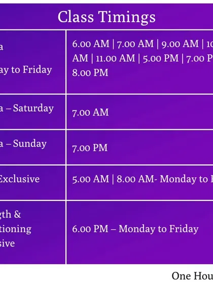 Fitness that fits your life. We offer 11 live batches from early morning to late evening, including Zumba, Yoga, and Strength Training, so you can always find a time to work out, no matter how busy your schedule is.