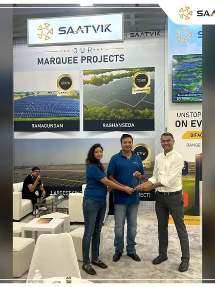 Our team celebrating a new partnership at the RE+ Expo in Anaheim, showcasing our marquee projects.