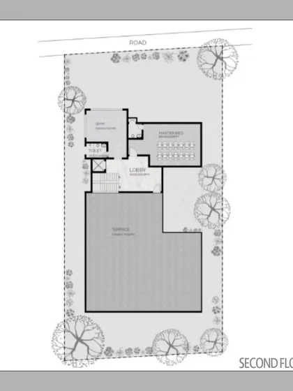 The second-floor plan for ALTURA includes a home theatre and a large terrace. This level is designed for entertainment and leisure, providing dedicated spaces for recreation.