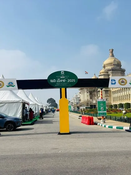 The entrance arch I designed and built for the EV Expo in front of the Vidhan Soudha. This project required a professional and impressive setup suitable for a high-profile government event.