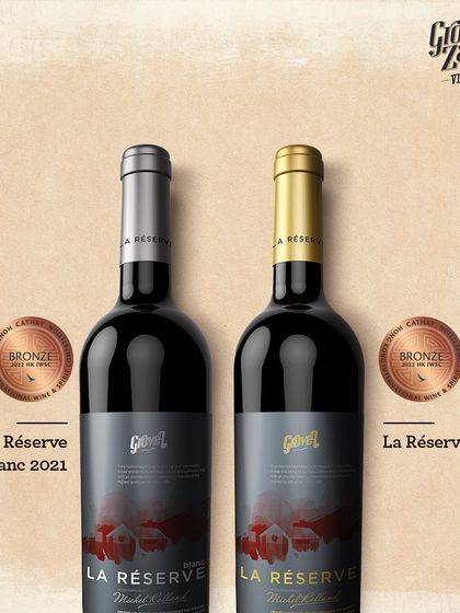 Our La Réserve collection consistently wins accolades. Here, our La Réserve Blanc and La Réserve 2020 are shown with their bronze medals from the prestigious HKIWSC awards.