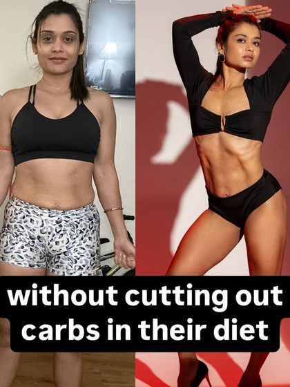 You do not have to cut out carbs to get lean. This client transformed her body while enjoying foods like rice and roti. My coaching teaches you how to eat for your goals without extreme restrictions.