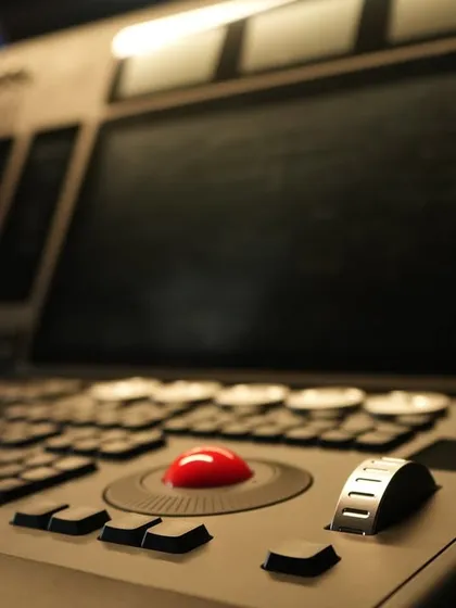 Detailed shot of the tactile controls on the Avolites D9. This console offers unmatched speed and precision for programming complex lighting shows.
