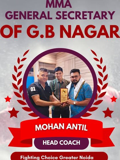 An official graphic announcing my role as Head Coach and MMA General Secretary of G.B. Nagar.