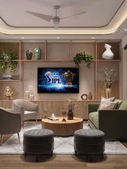 IPL season is here. If you don't have the perfect setup to watch the thrill, I can help. I provide complete interior design solutions to create a living room like this, perfect for entertainment.