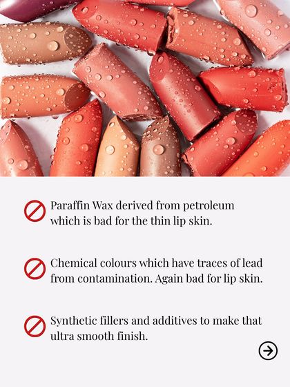 This is what I refuse to put in my products. Paraffin wax from petroleum, chemical colors with traces of lead, and synthetic fillers have no place in clean beauty. My tints are free from all these harmful additives.