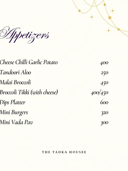 More appetizer options from my party menu, including Indian-inspired bites like Malai Broccoli, Mini Vada Pav, and Mini Burgers to get your celebration started.