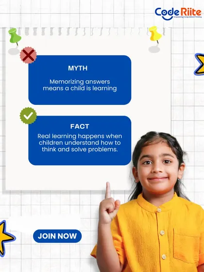 We focus on teaching children how to think, not just what to memorize. This image shows our core belief: true learning happens when kids understand how to solve problems, a skill that lasts a lifetime.