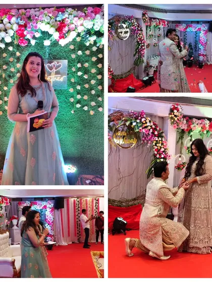 A collage from a beautiful ring ceremony I hosted. From the grand proposal to fun couple games, I love being part of these milestone moments.