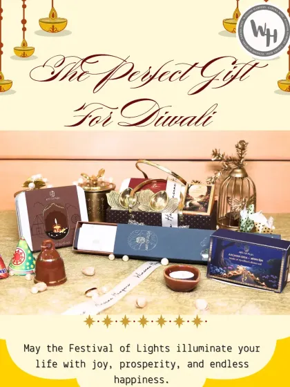 The "Perfect Gift for Diwali," this hamper combines luxury and devotion. It features premium packaged goods and devotional items from Art of Puja, making it a complete and thoughtful present for the festival of lights.