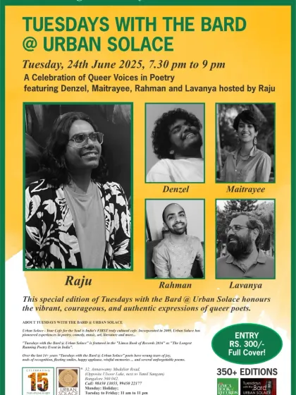 We are proud to be an inclusive and safe space for all artists. This poster for our 'Celebration of Queer Voices in Poetry' highlights our commitment to giving every voice a platform to shine.