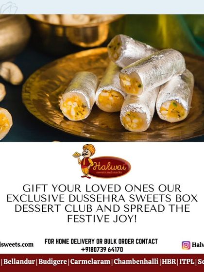 Gift your loved ones our exclusive Dussehra Sweets Box from the Dessert Club. These Kaju Pista rolls are a luxurious treat to spread festive joy.