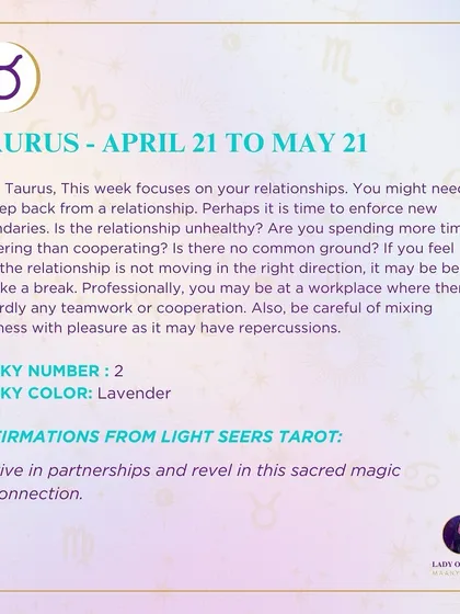 A weekly tarot forecast for Taurus. This week focuses on your relationships. You might need to step back, enforce new boundaries, or take a break from an unhealthy connection.