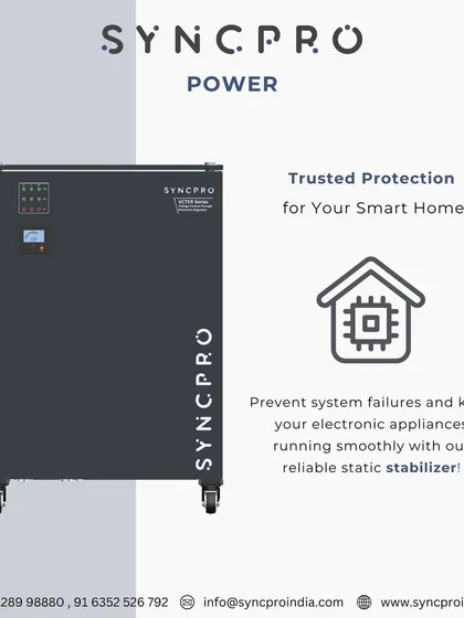 We provide trusted protection for your smart home. Our in-house developed SyncPro static stabilizers are essential for safeguarding your expensive electronic appliances from power surges and voltage fluctuations, preventing system failures.