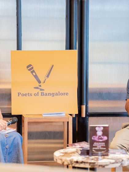 Author Prakash Raghupati enjoying the Q&A session, interacting happily with the audience at his book launch.
