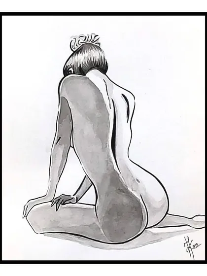 This ink wash illustration captures the elegant lines of the female form. The piece is about embracing both the gentle soul and the wild heart that can exist within a person.