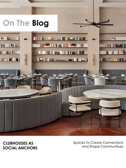 This image, created for our blog, encapsulates our philosophy on clubhouses as social anchors. The focus on the curved, inviting seating arrangement highlights our commitment to designing spaces that naturally encourage connection and shape communities.