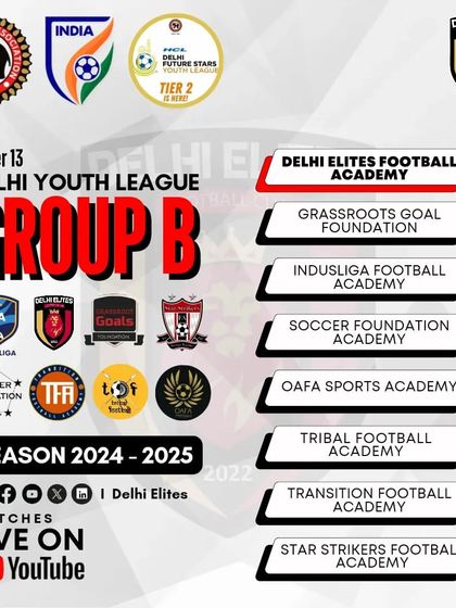Our U-13 team's group draw for the Delhi Youth League 2024-2025.