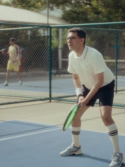 For the Dezerv ad, I created this nerdy, old-school tennis player look with a polo shirt, wristbands, and high socks to add to the comedic effect.