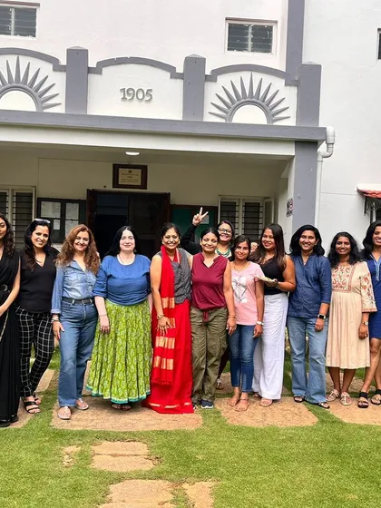 The happy faces after a successful Saree Draping Workshop! This is what it's all about: building a community, sharing our energy, and leaving with newfound confidence and a few new friends.