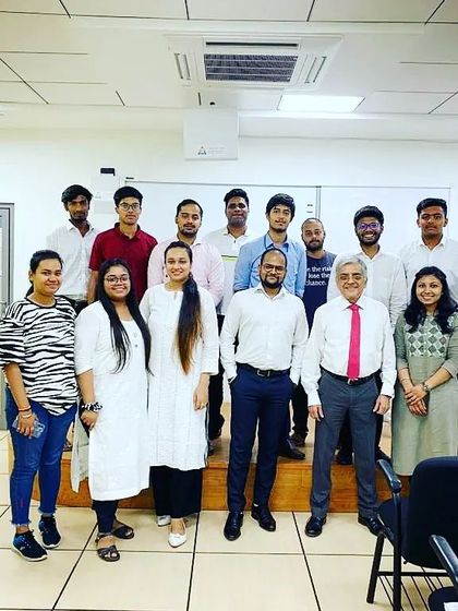 Continuous learning is essential. Here I am with my LLM batch and Dr. Paleri, former director of the Indian Coast Guard, during my studies in Maritime Law at Rashtriya Raksha University.