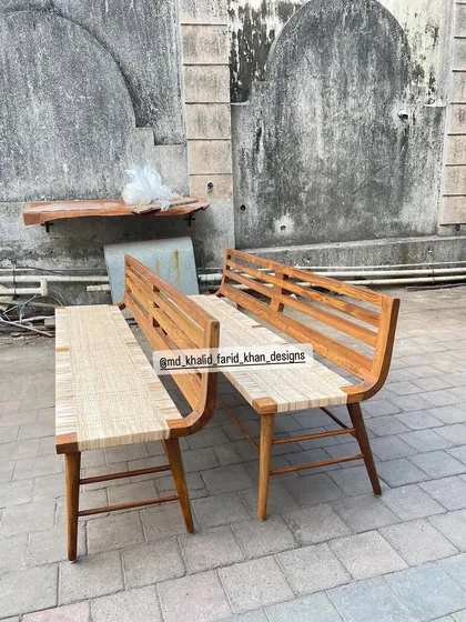 The pair of benches from a different angle.