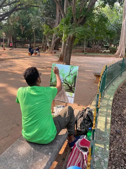 Focused on capturing the intricate play of light and shadow through the trees.