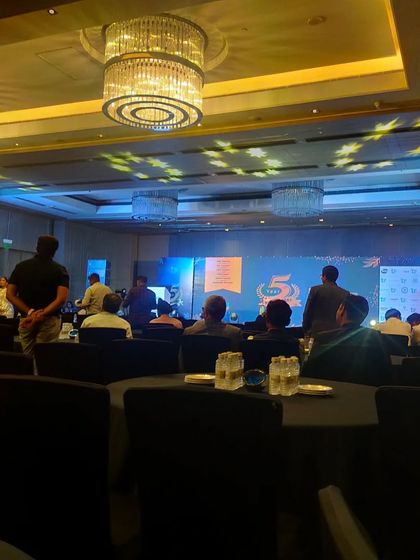 The view from the back of the room at the TR Lifesciences event. It's always wonderful to see a full house ready to experience a sand art story.