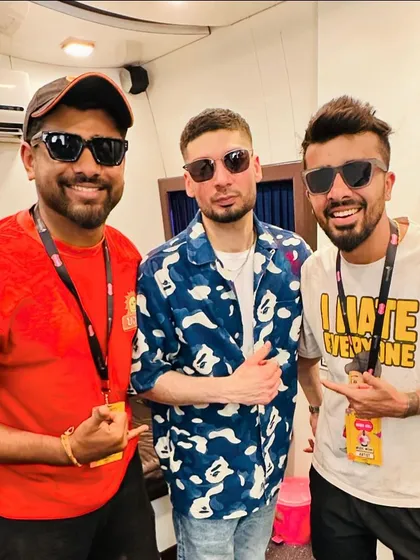 Backstage moments with the OG bass raja, Nucleya, at the Maha Holi festival. Sharing the stage and exchanging energy with artists I respect is a huge part of this journey.