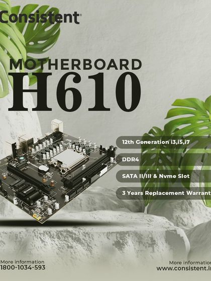 Our H610 motherboard is ready for the future, offering robust support for 12th generation Intel processors. Key specifications include DDR4 memory compatibility and an NVMe slot for the fastest storage solutions available.