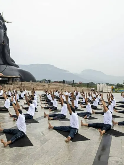 A wide view of the Hatha Yoga training program for the Indian Army. The scale of this initiative, supported by the Isha Foundation, is truly humbling.