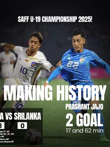 An action shot of Prashant Jajo during the SAFF U19 Championship match against Sri Lanka, where he scored two goals. This is what it looks like when preparation meets opportunity.