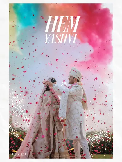 The Jaimala ceremony captured with a burst of colorful smoke and fireworks, marking the beginning of a new journey together. We excel at capturing these high-impact, celebratory moments.
