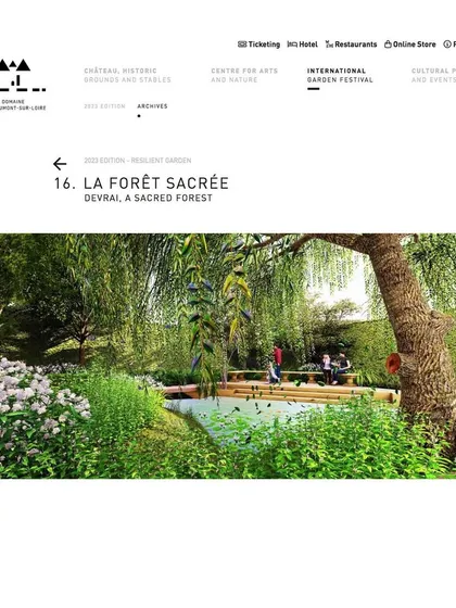 We were honored to be selected for the International Garden Festival at Domain de Chaumont-sur-Loire, France. Our entry, "Devrai, A Sacred Forest," translated the indigenous Indian concept of resilient, protected ecosystems for a global audience, a testament to our philosophy of culturally rooted design.