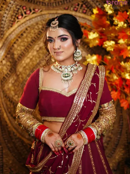 A full portrait of the bride, looking confident and radiant, ready for her big day.