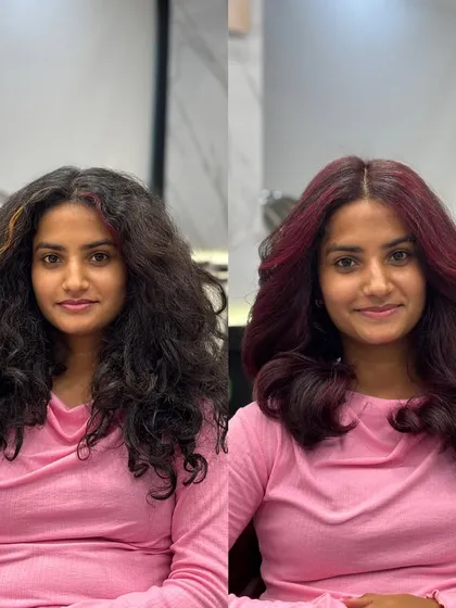 For those who want to make a statement. This client came in with faded, curly hair and left with a vibrant global red color that is bold, beautiful, and full of life.