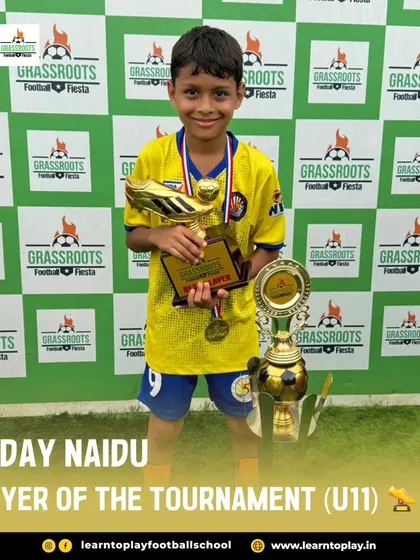 Hriday Naidu earned the Player of the Tournament award for his stellar performance with the U11s at the Grassroots Football Fiesta.