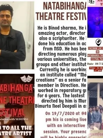A collage showing our director's involvement in various theatre festivals. His extensive experience is the guiding force behind our studio.