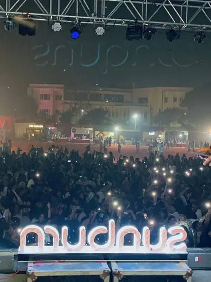 A sea of lights from the crowd at a college festival. This is the connection I build with the audience, turning thousands of individuals into one unified vibe. It's a powerful moment that shows the scale of the events I handle.
