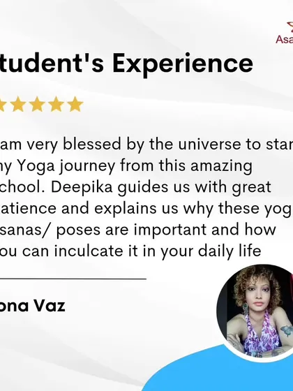 Iona Vaz expresses her gratitude for the patient guidance and for learning the 'why' behind each yoga pose and how to incorporate it into daily life.