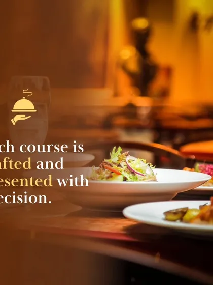 Each course at our buffet is crafted and presented with precision. This image shows a guest being served from a well-organized and beautifully arranged food station.
