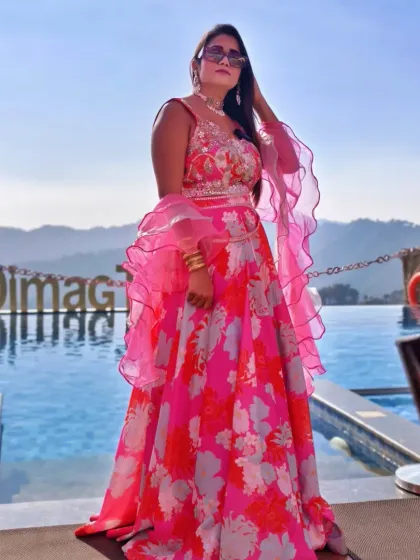 The stunning backdrop of the Kasauli Hills for a Haldi function. Hosting a destination wedding event with such a beautiful view is an unforgettable experience.