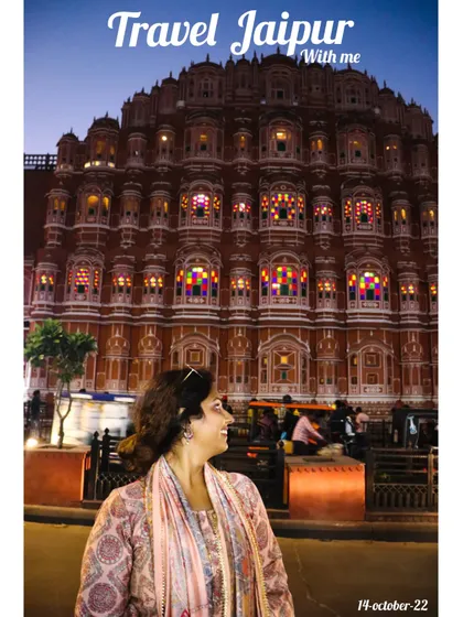 Exploring the culture and textiles of Jaipur. I wore a comfortable printed cotton suit, perfect for walking around the city and soaking in the beautiful sights like Hawa Mahal.