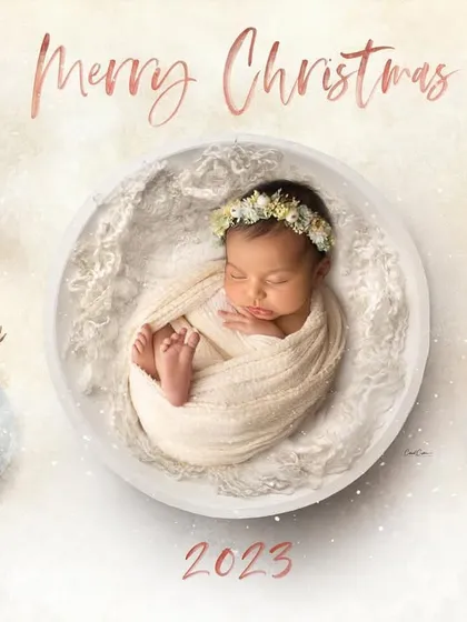 A sweet and simple digital composite for a "Merry Christmas" card. This is a wonderful way to share your new joy with family and friends during the holidays.