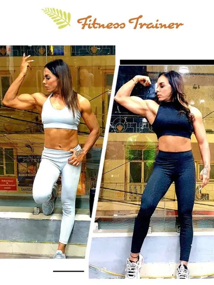 A side-by-side comparison showing my physique in two different poses. As a fitness trainer, I can guide you through your own transformation.