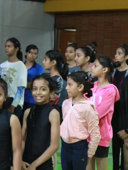Our girls waiting for their event at the Dasara selection. The anticipation and excitement of competition day is a unique experience.