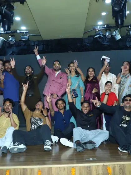 When you join our classes, you join the Dhwani family. This picture captures the joy and camaraderie of our students and teachers celebrating together after a successful Dhwani Kala Mahotsav.