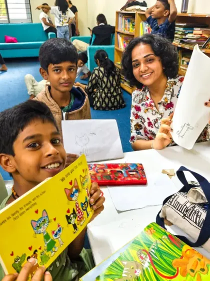 A smile that says it all. After a story session, the magic continues with creative activities that help children process themes and express themselves. This is where a simple story transforms into confidence, creativity, and connection.
