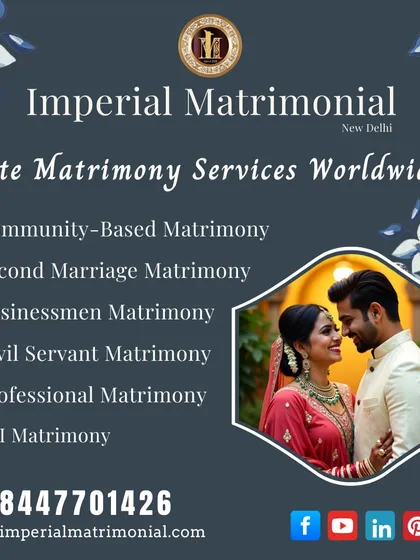 We provide elite matrimonial services for a diverse and global clientele. Our expertise includes specialized matchmaking for different communities, second marriages, businessmen, professionals, and NRIs.